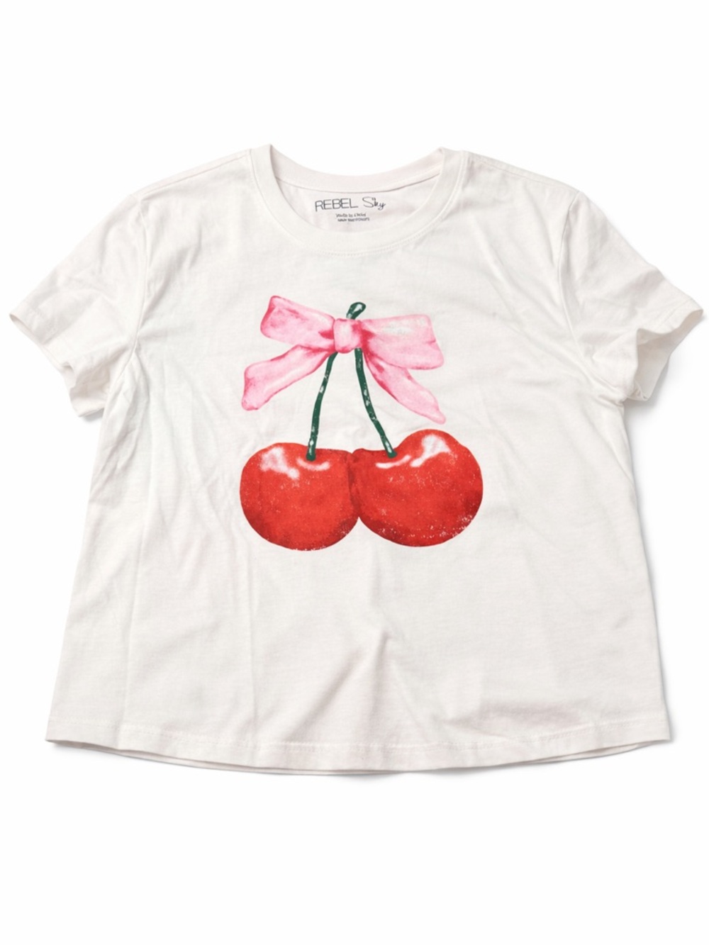 White Cherry Graphic Short Sleeve Tee